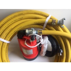 Submersible Pump BPS - 25mm minsup connector 3mm 'puddle sucker'  utility pump quick connect with 19mm x 20 M discharge hose - builder pack3